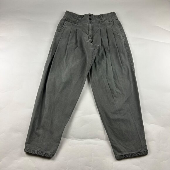 Vintage Essentials Sport Washed Green Canvas Ultra High Rise Pleated Chino 14 - Picture 1 of 5